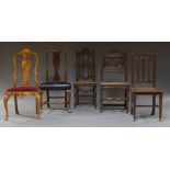 Five various chairs, 18th century - early 20th century,
