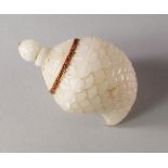 A Mughal style white hard stone perfume bottle, late 20th/early 21st century, with onion form