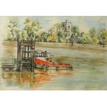 Jonathan Elsom, late 20th/early 21st century- ''The Thames at Putney''; watercolour, signed and