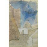 Hilary Adair RE British b.1943- Studies of castle walls; watercolours over traces of pencil, two,