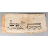 James F. Vickery, British, early 20th century, a technical drawing of a steam train, signed and
