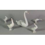 Lladro,a large 20th century Spanish ceramic swan, with maker's stamp on the base,