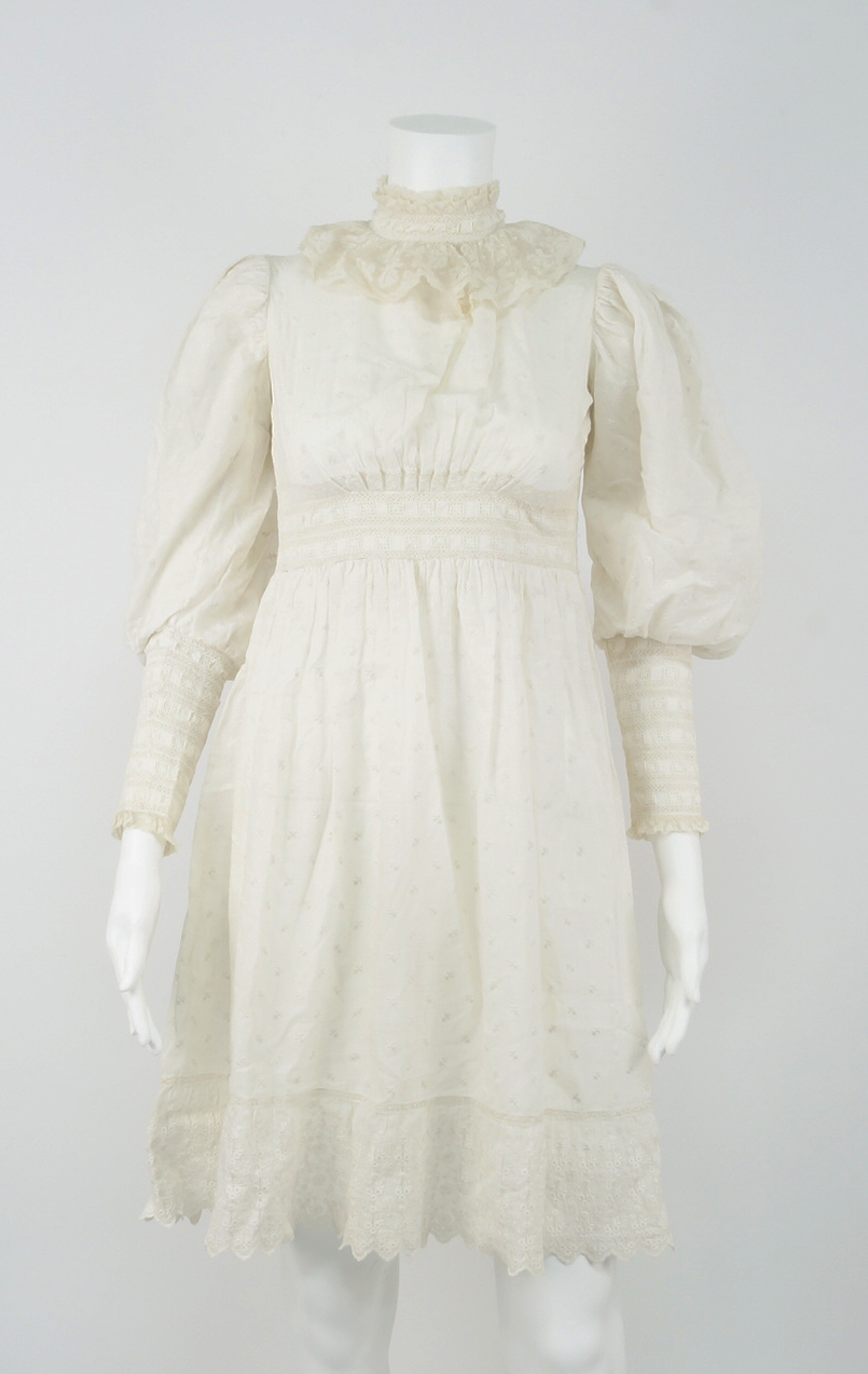 An Edwardian fine embroidered cotton and lace girls dress and slip, circa 1907, Swiss made,