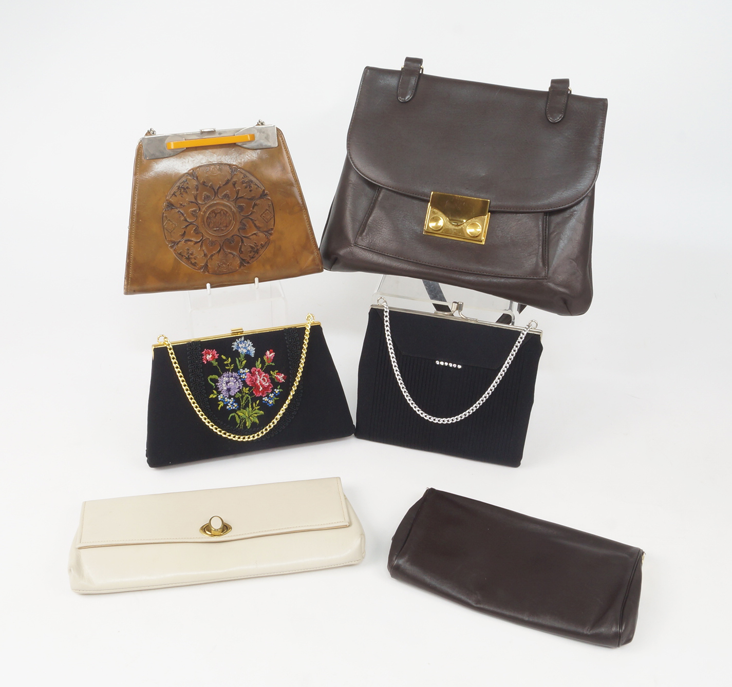 A collection of eighteen handbags, to include an unusual 1930s leather handbag,