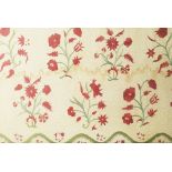 A silk embroidered panel, floral design on cream ground, with vermicular decoration,