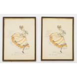 Two limited edition hand coloured prints by Janicotte, depicting a French Can-Can dancer,