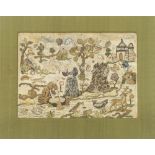 A 17th century stumpwork panel depicting the discovery of the baby Moses,