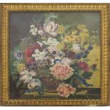 A needlework picture, floral still life, framed and glazed, 62cm x 50.5cm.