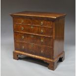 An oak and walnut crossbanded chest of drawers, 19th century,