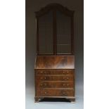 A George III style bureau bookcase, early 20th cenury,