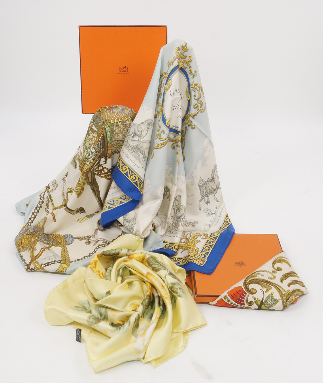 Hermes, Paris: a silk scarf, Festooned Horse and Rider, c.