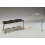 A brass and smoked glass rectangular coffee table, circa.