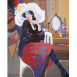 Isaac Maimon, Israeli b.1951- Woman seated in an interior; oil on canvas, signed, 103x78.5cm, (