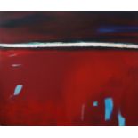 British School, late 20th/early 21st century- Abstract landscape in red; oil on canvas, signed on