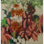 Len Zuks, Australian b.1950- ''Happy Flowers I''; oil on board, 79.5x79.5cm Provenance: Purchased at