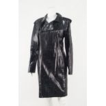 Emilio Pucci: a black python skin coat, concealed double breasted popper fastening, shoulder