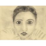 European School, late 20th century- Portrait of a girl (recto), unfinished study of a landscape with