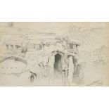 Harry John Johnson, British 1826-1884- ''Palace of the Caesars, Rome''; pencil, inscribed, studio