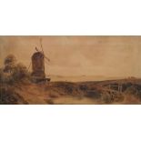 Norwich School, mid 19th century- Landscape with horse and cart and windmill; watercolour on paper