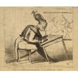 Honore Daumier, French 1808-1897- ''Tenant aussi a consulter sa petite table pour savoir s'il sera