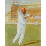 John Ward RA CBE, British 1907-2007- ''Bishan Singh Bedi''; watercolour, pencil and ink, signed,