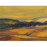 George Gault, Irish 1916-2001- ''Italian Landscape, Romagna''; tempera, signed and dated 81 in black