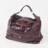 Tod's, Pasmy burgundy snakeskin tote bag, buttery soft snakeskin leather, with champagne silk
