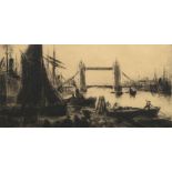 Joseph Gray, British 1890-1963- ''Tower Bridge''; etching with drypoint, signed, inscribed and dated