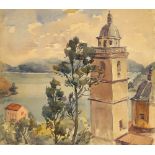 Mabel Winifred Cottee, French 1905-1991- View from belfry over lake (recto) & Lake scene (verso);