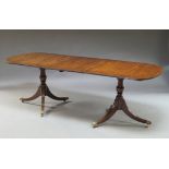 A George III style mahogany D end dining table, mid /late 20th century, on baluster supports with