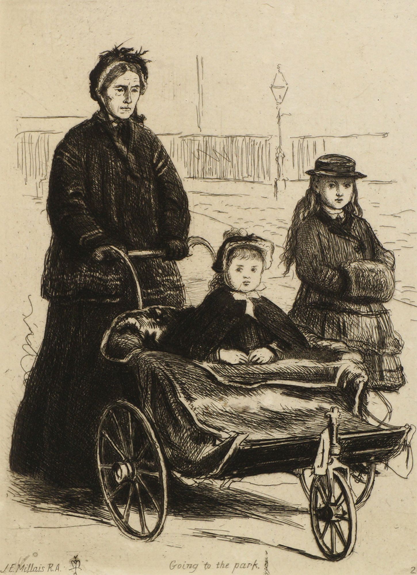 John Everett Millais RA, British 1829-1856- ''Going to the Park'' 1872; etching, printed signature