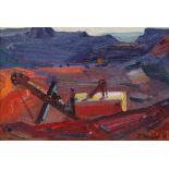 Sergei Shishko, Ukranian 1911-1997- ''Excavation''; oil on board, signed and dated 69, 30.8x42.8cm