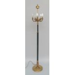 A Swedish gilt and patinated brass five light standard lamp by Eiron Backstom, 162cm high, (It is