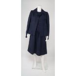 Christian Dior, a navy short sleeve dress, pleated at waist, with matching jacket, c.1960s,