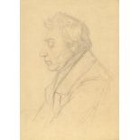 French School, mid/late 19th century- Profile of a man, head and shoulders; pencil on paper, 32.