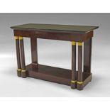 An Empire mahogany and gilt metal mounted rectangular console table, with frieze drawer, on two