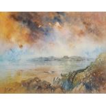 Neville Le Ray, British b.1939- ''West Coast Sunset''; watercolour over traces of pencil, signed and