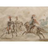 Attributed to Sir John James Steuart of Allanbank, Scottish 1779-1849- Battle charge; watercolour