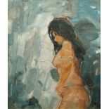 David Johnston, British b.1964- ''Nude'', 2007; oil on canvasboard, signed, 29.5x24.3cm, (ARR)