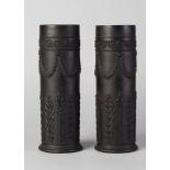 A pair of Wedgwood black basalt spill vases, 19th century,