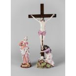 A Limbach porcelain crucifixion group of Christ, late 18th century,