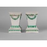 A pair of Neale's cream ware bough pots and stands, 18th century,