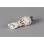 A Victorian porcelain scent bottle in the form of a hand,