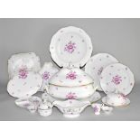 A Herend Nanking Bouquet Pink porcelain dinner service for twelve people, late 20th ventury,