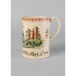 An English cream ware cylindrical mug, 18th century,