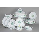 A Herend Nanking Bouquet Vert dinner service for eight people, 20th century,