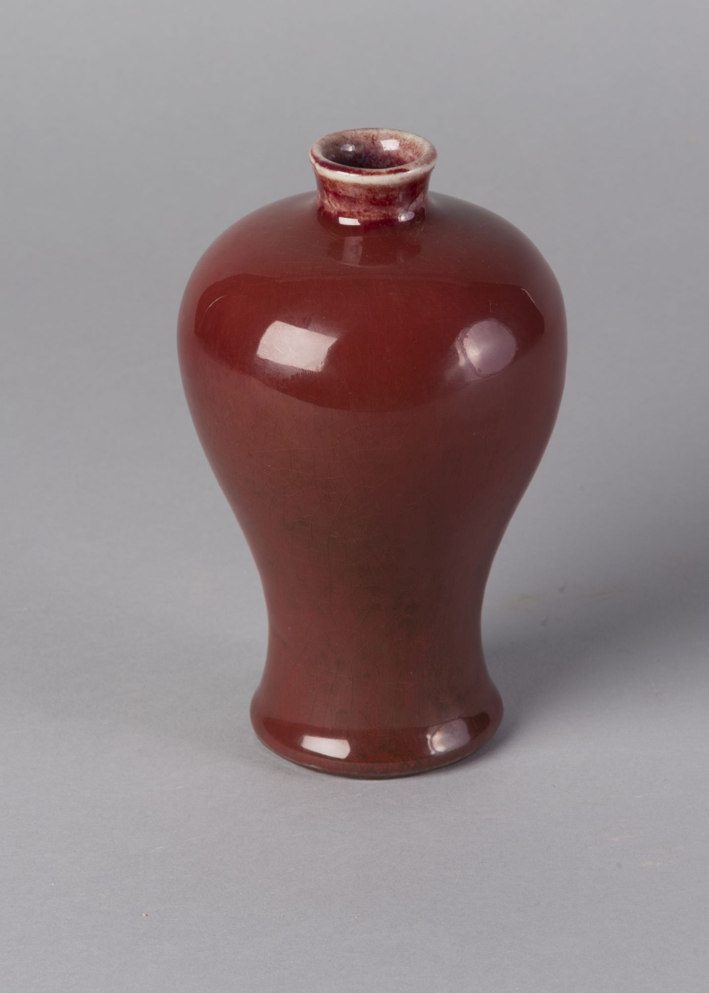 A Chinese porcelain sang-de-boeuf glazed meiping vase, 18th century, with rich red, - Image 2 of 2