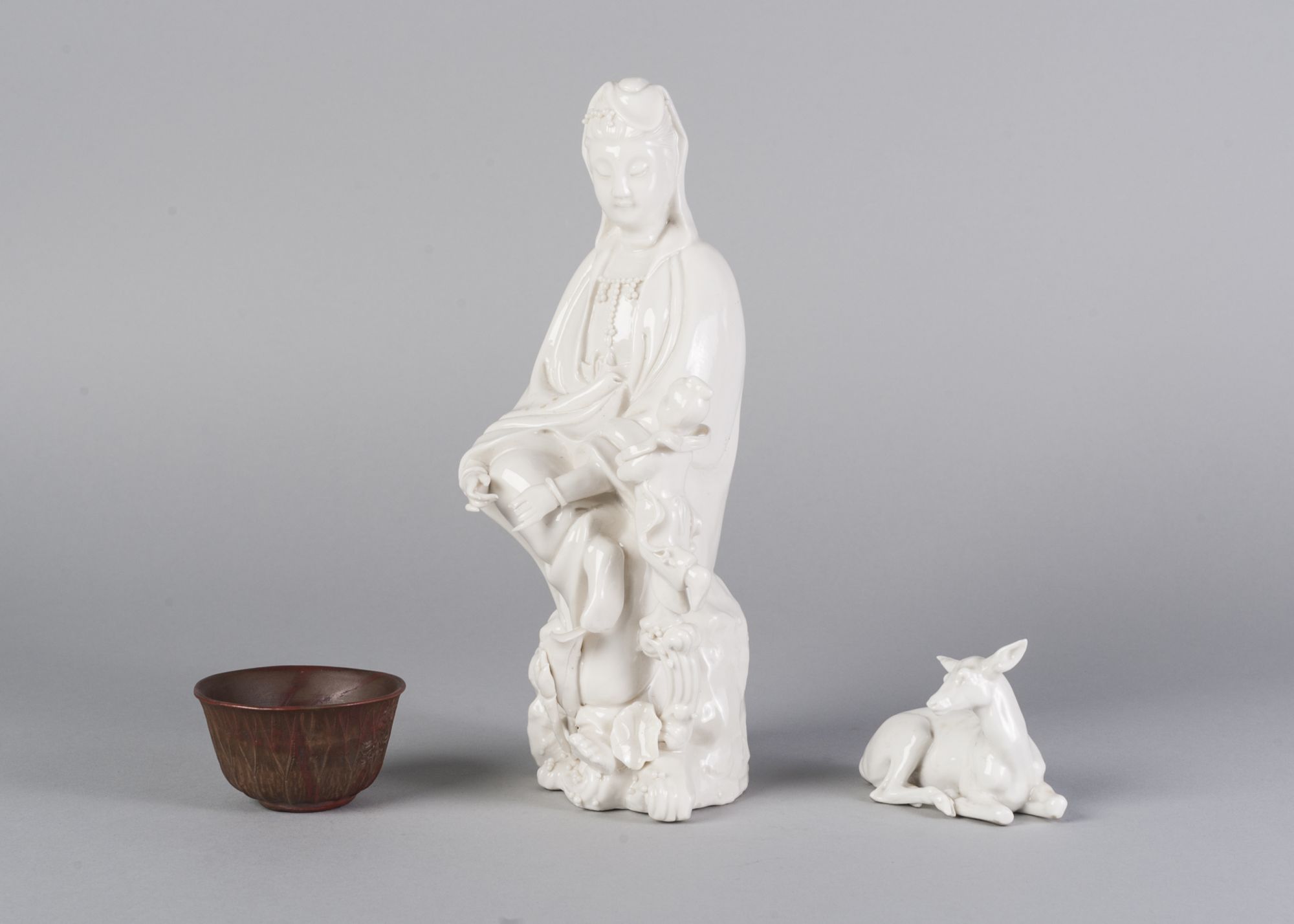 A Chinese blanc de chine figure of Guan Yin, 20th century, - Image 2 of 2