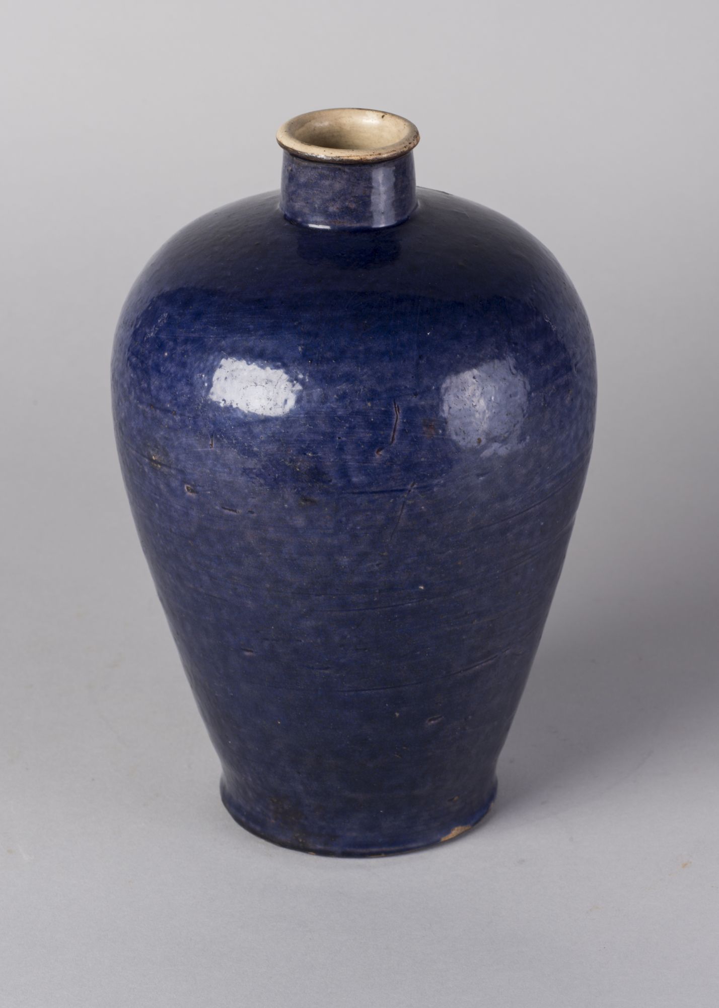 A large Chinese monochrome blue vase, 18th century, with narrow neck, - Image 2 of 2