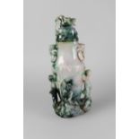 A large Chinese jadeite vase and cover, late Qing dynasty,